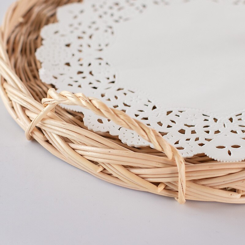 Cesta de mimbre vietnamita para pan, cesta de mano redonda ovalada, ollas para hornear pasteles