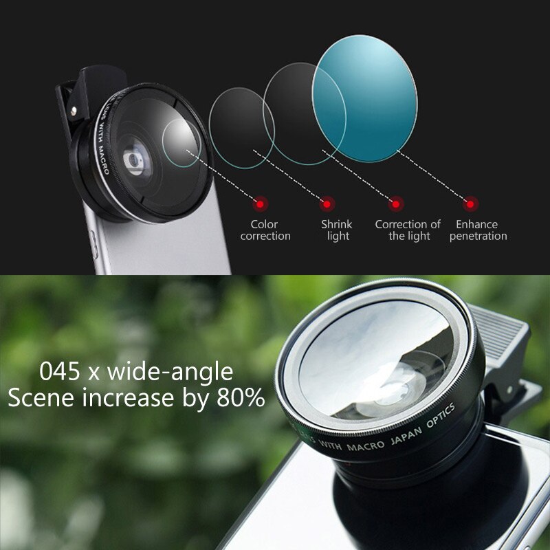 3 in1 Lente 0.45X Ampio Angolo di + 12.5X macro Obiettivo Professionale HD Obiettivo della Fotocamera Del Telefono per Xiaomi Samsung LG Huawei p20 P30