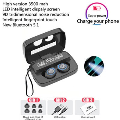 TWS Bluetooth 5.1 Earphones 3500mAh Charging Box Wireless Headphone 9D Stereo Sports Waterproof Earbuds Headsets With Microphone: 7A Pro