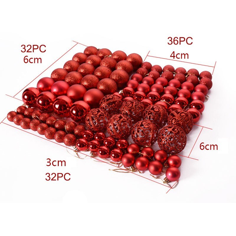 30/60mm julgranskulor hängande julpynt och dekorationer hemfest prydnadsdekor 100pc