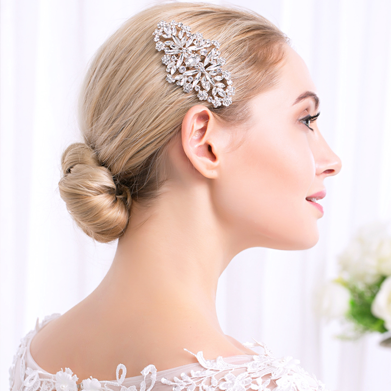 Efily Bridal Bruiloft Haaraccessoires Crystal Zilver Kleur Haar Kammen Voor Vrouwen Bruid Hoofddeksel Party Sieraden Bruidsmeisje