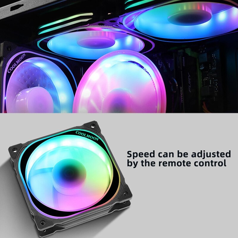 COOLMOON 120mm RGB Computer Case PC Cooling Fan Quiet Fan Blade with IR Remote Computer Cooler RGB CPU Case Fan