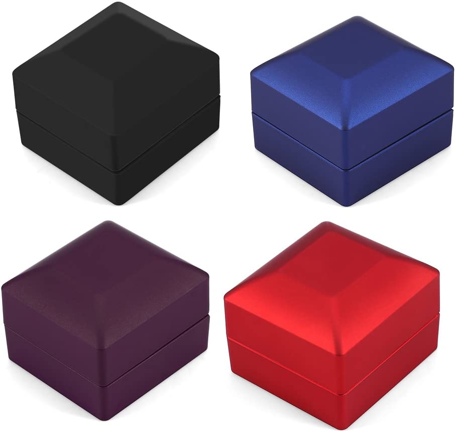 Led upplyst örhänge ring box vigselring lådor hänge halsband förvaringsfodral smycken display box födelsedag