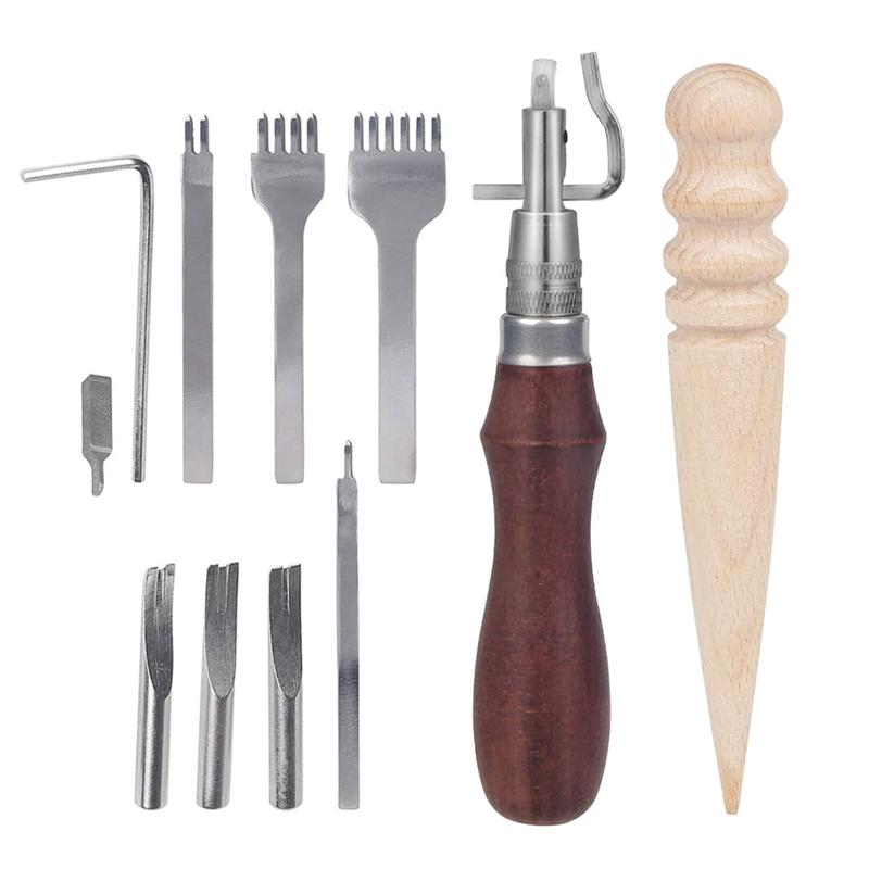 1 Set Leather Crafting Tools Supplies Leather Starter Kit Leather Stitching Kit Leathercraft Tool Sets DIY Leather Tool Kit