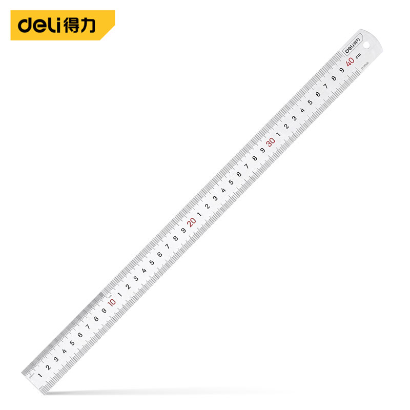 Deli 1 Uds 15/20/30/40cm regla recta de acero inoxidable regla de Metal grueso de precisión con herramientas de medición de escala suministros de oficina: Plata