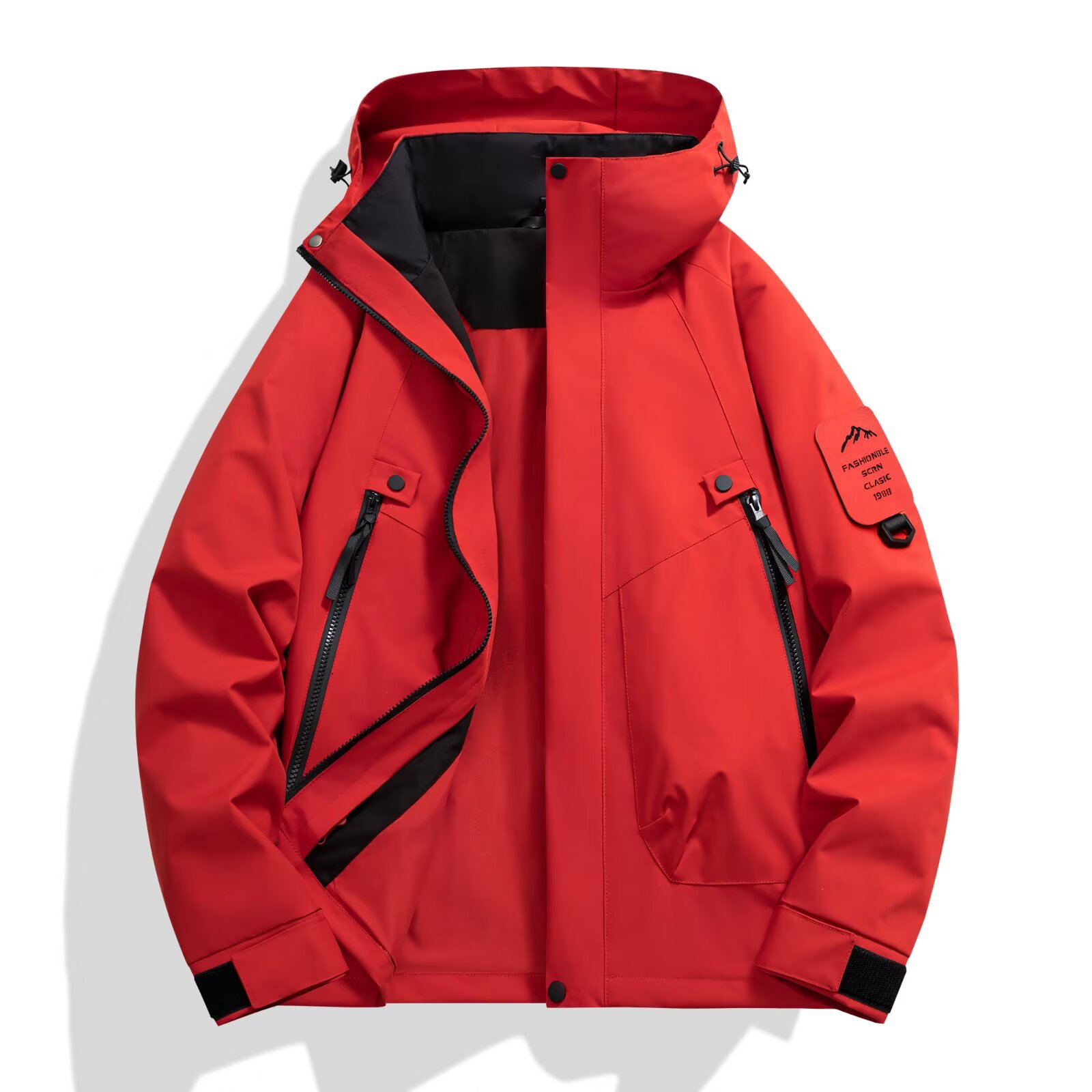 Winddichte waterdichte herenjas Outdoor regenjas Lente Herfst Lichtgewicht wandeljack met capuchon Casual windjack: S / Rood