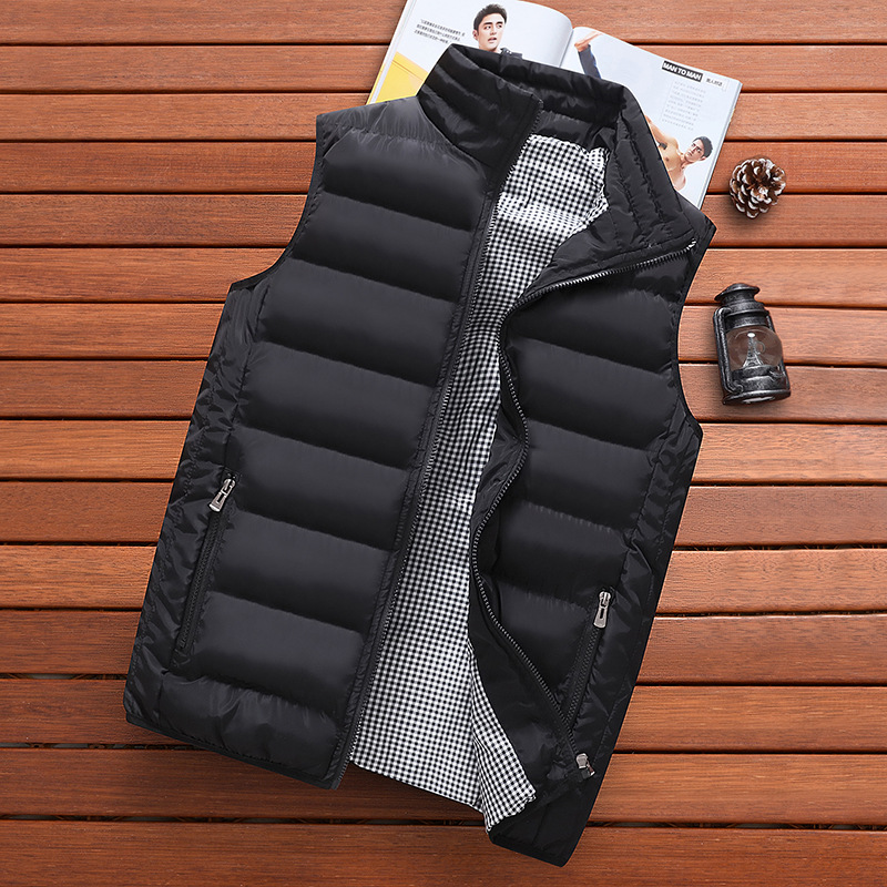 Colete de algodão grosso à prova de vento masculino, casaco casual, colete quente, jaqueta sem mangas, inverno, colete: 4XL / Preto