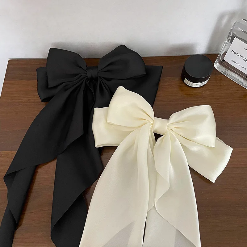 1 pieza de Clip para el cabello con lazo, Clip de primavera de satén liso Simple a la , pasador para el cabello, diadema Retro , Clips, accesorios para el cabello para niñas