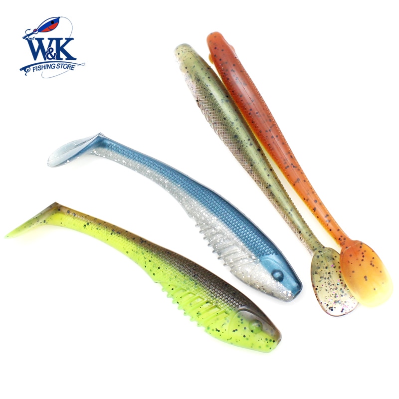 WK-leurre souple de type poisson nageur disponible en deux couleurs, appât artificiel idéal pour la pêche en eau douce, à l'alose, 4.1 pouces, 10.5cm, lot de 5 unités par lot