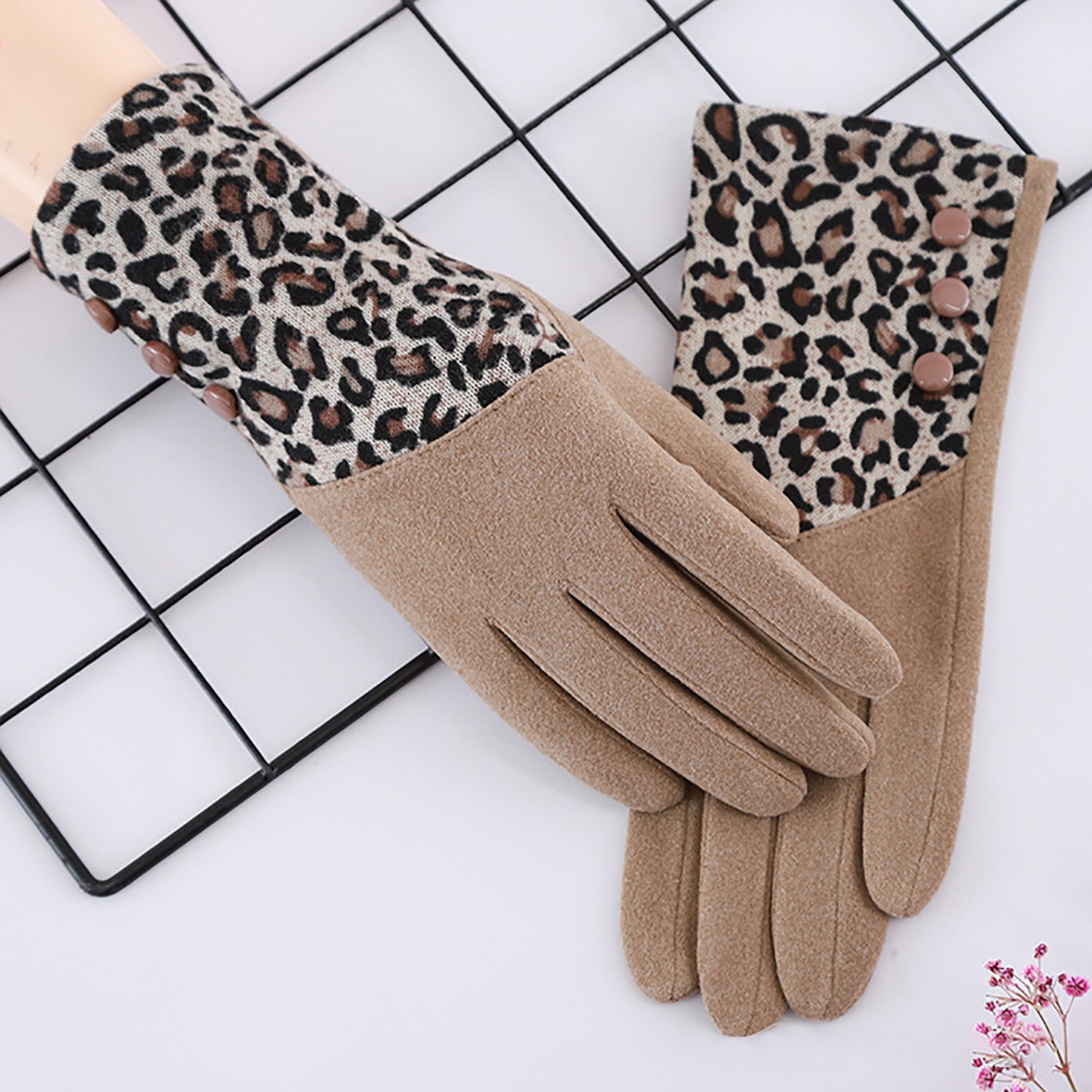 Luipaard Print Vrouwen Handschoenen Winter Vrouwen Handschoenen Met Fleece T-Ouch Scherm Voor Wijsvinger Rijden Handschoenen Guantes invierno