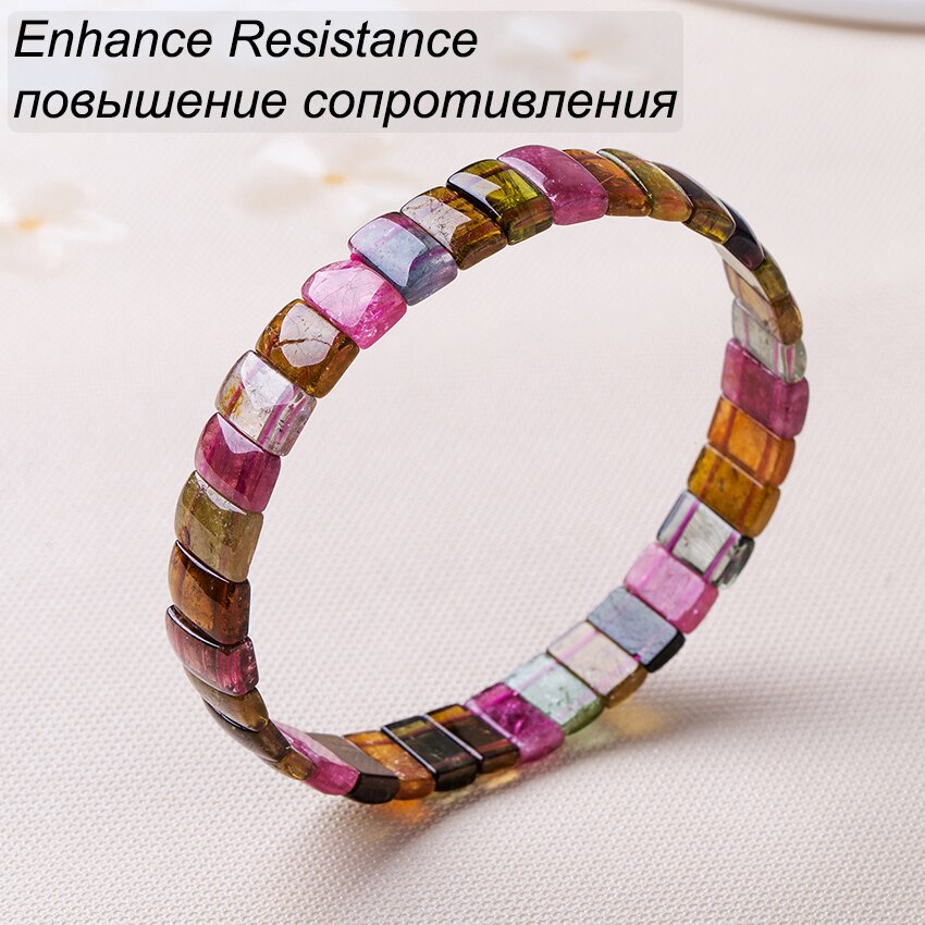 Natürliche Turmalin Armband Für Frauen 3x5x10mm Bunte Natürliche Stein Perlen Armband Frauen Fördern Gefühle Paar armbänder