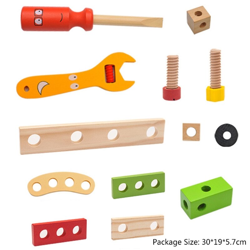 Houten Moer Vliegtuigen Model Insert Draagbare Toolbox Demontage Combinatie Speelgoed