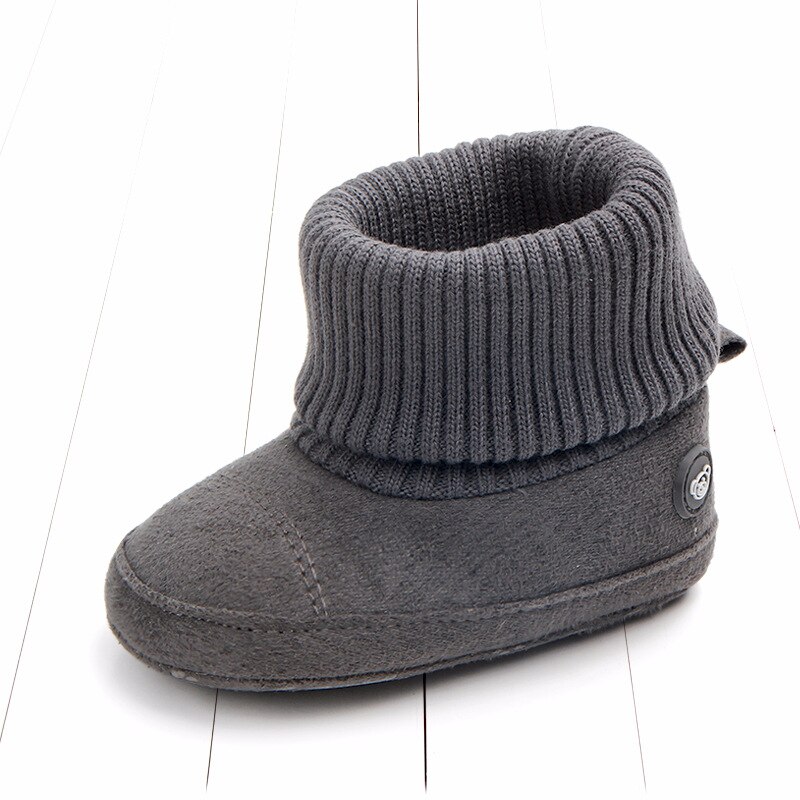 Baby-herbstschuhe für kleinkinder, stiefel für mädchen, #39 , neugeborene, warme, gestrickte blumenstiefel für jungen, freundlicher-winterschuhe aus baumwolle: Dunkelgrau / 14-13cm