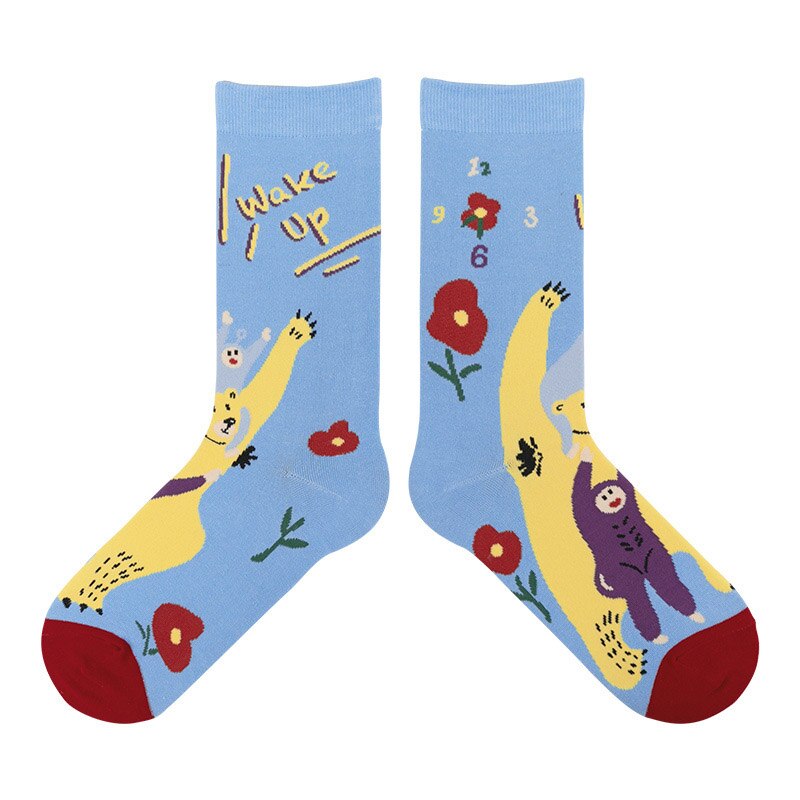 Konstprodukt harajuku love peace tecknad par strumpor hip hop trend andas halkskydd glada strumpor: 7