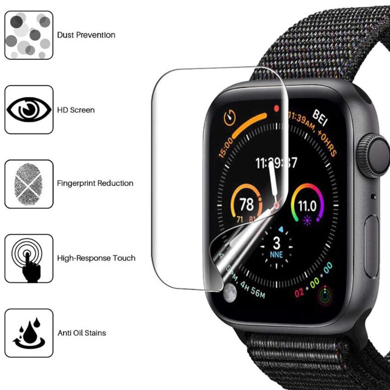 5Pcs Voor Apple Horloge Serie 7 6 Se 5 4 Iwatch 40Mm 44Mm 41Mm Volledige Dekking screen Protector Tpu Film Bubble-Gratis Anti-Kras
