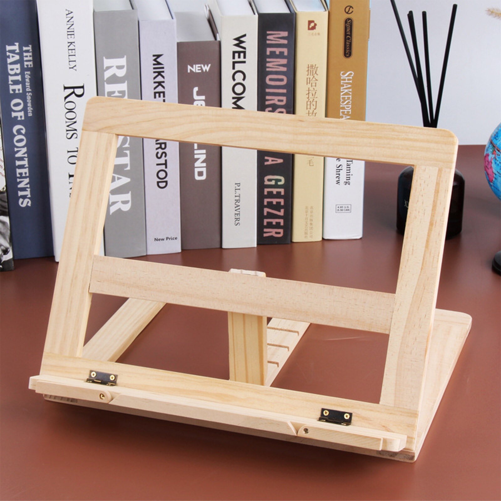 Sujetalibros plegable de madera, soporte para libros de cocina, estante de lectura, soporte para libros de lectura, tableta, PC,