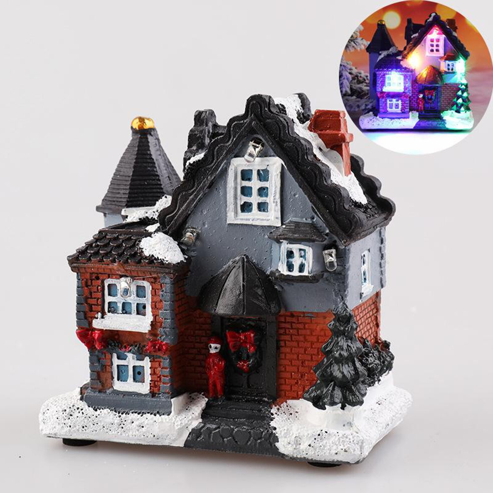 Kerst Huis Decor Led Licht Hars Dorp Ornament Desktop Decoratie: A