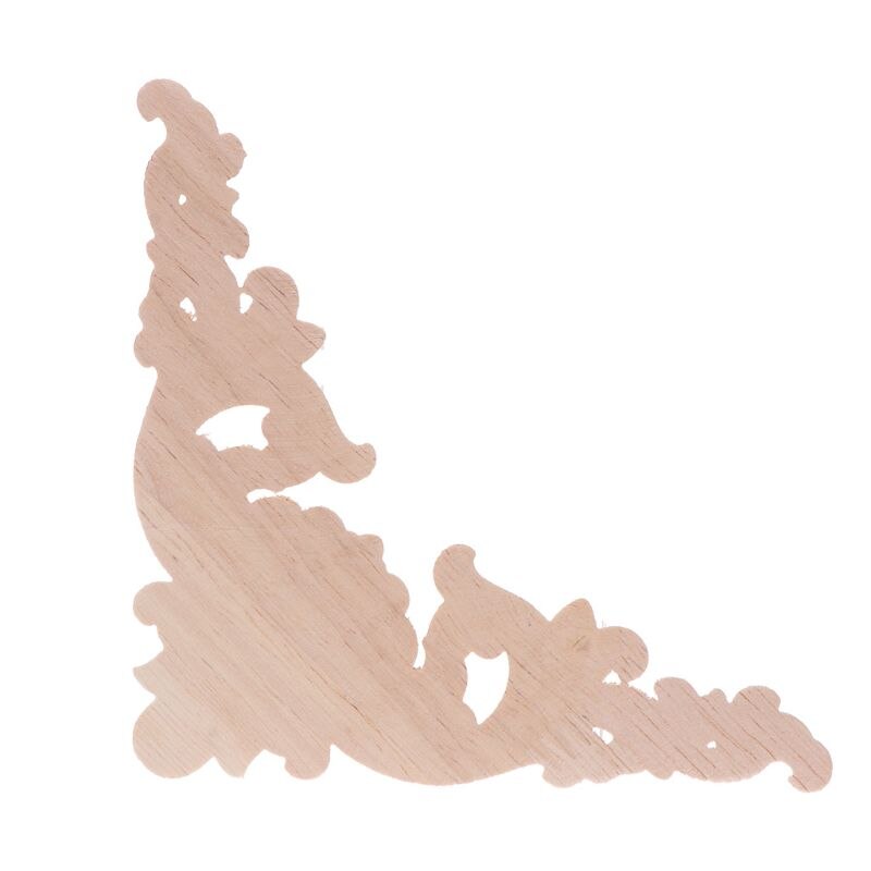 4 kpl/setti puusta veistetty kulma päällekkäin applikoitu maalaamaton runko kaappi kaapin tarra kodin huonekalujen sisustamiseen 12 x 12cm 8 x 8cm
