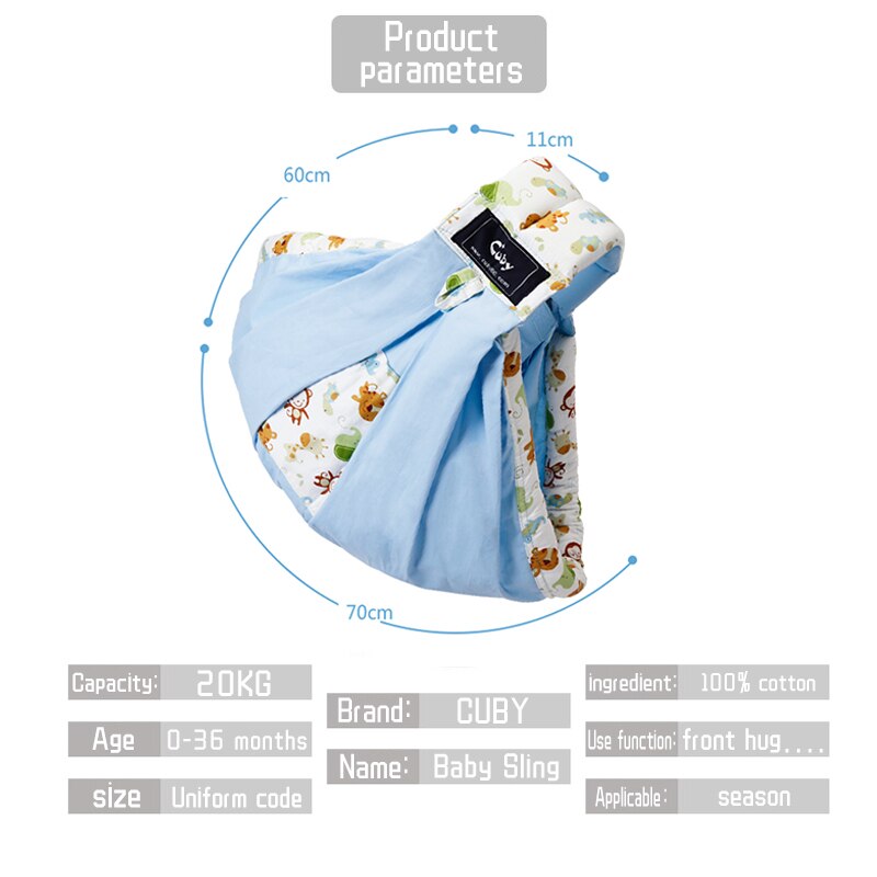CUBY-bandolera con estampado frontal para bebé, envoltura de algodón para la guardería suave, ergonomía para recién nacidos y lactancia, 30KG,
