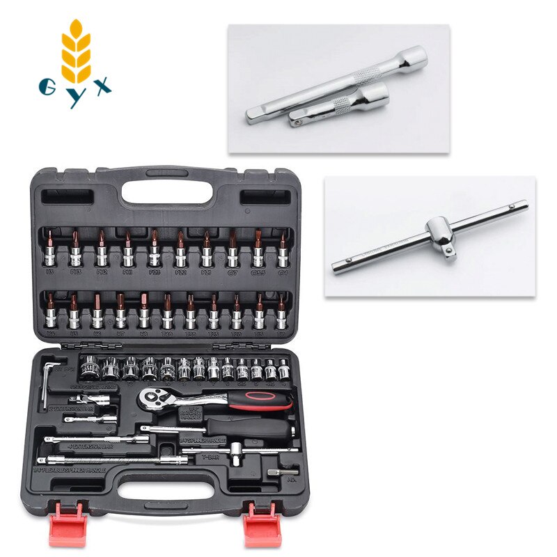46-Piece Tool Set / Socket, Ratchet Wrench, Hexagonal Screwdriver, Auto Repair Tool Set Combination / Hardware Tool Box
