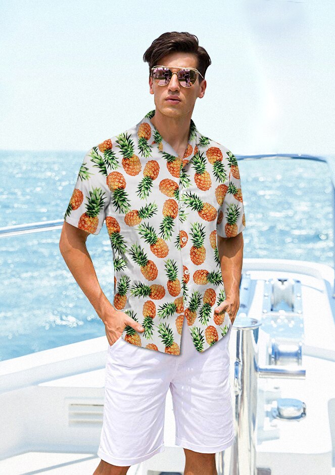 Hawaii skjorter med blomsterprint til mænd+shorts sæt kortærmede skjorter til mænd afslappet tøjsæt til mænd træningsdragt plus str.