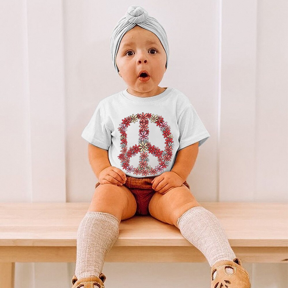 Peuter Baby Boy Meisje Eenvoud Zomer T-shirt Katoen Cartoon Gedrukt Tops Kid Mode Korte Mouw Dunne Kleding