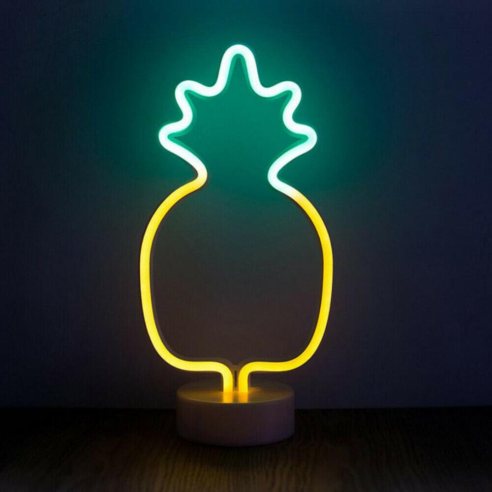 Kaktus lys led neon vegglampe batteri neon lys skilt flamingo kokosnøtt måne lampe for hjemmet barnerom festlig jul: Ananas