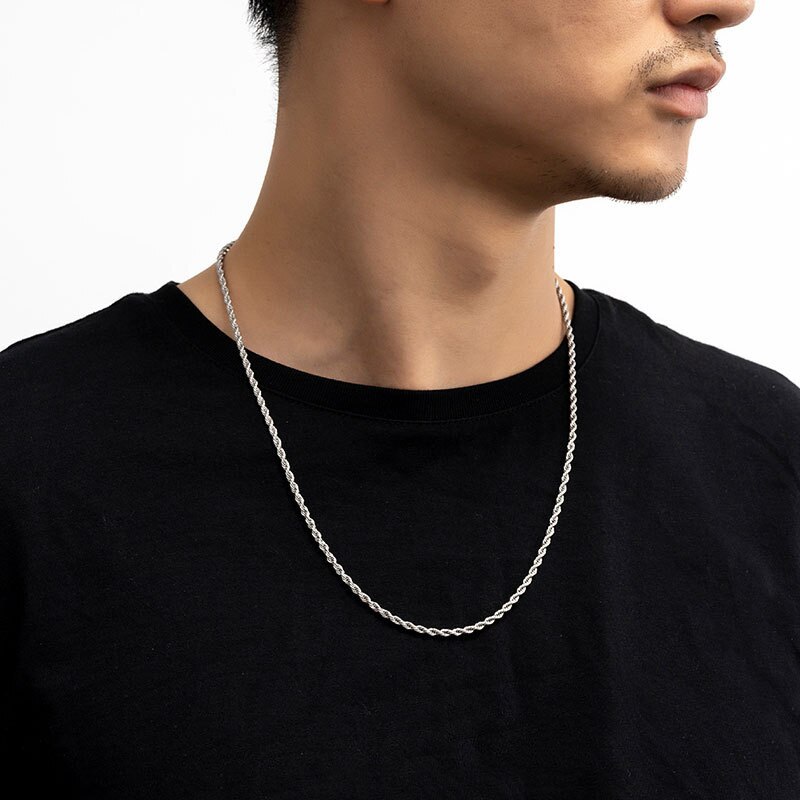 Hip Hop Punk 3mm Stainless Steel Swag Twist Rope Chain Necklace For Women Men Gold Color Necklace Jewelry Accessories