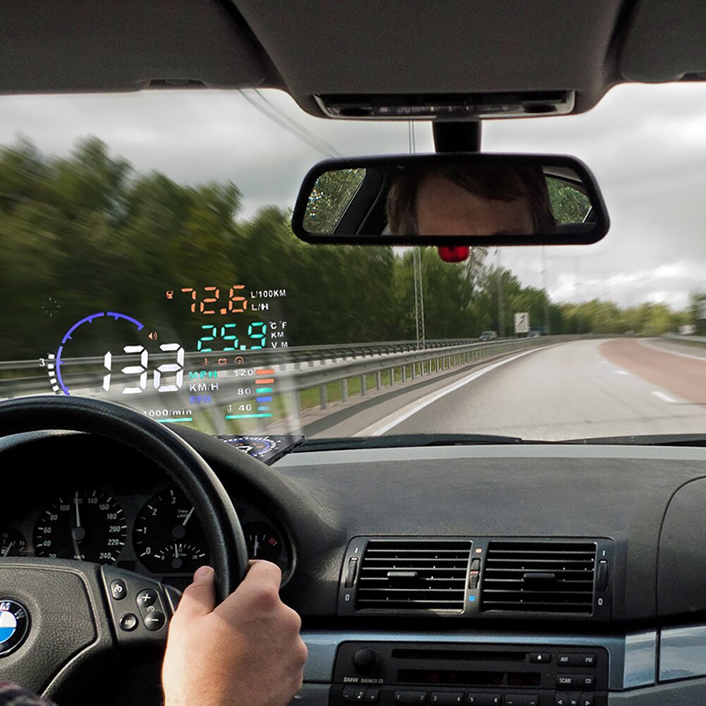Hud kørsel led skærm brændstof advarsel digital forrude diagnostisk værktøj obd abs biltilbehør head up display