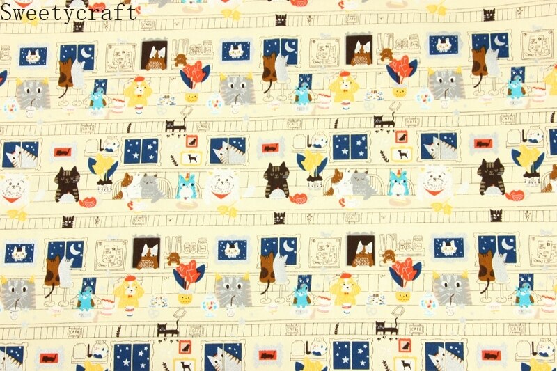 Tela de algodón gruesa de 110x45cm por yarda, tela estampada con tigre de dibujos animados, bolsa de costura hecha a mano, Material de mosaico, accesorios textiles para el hogar