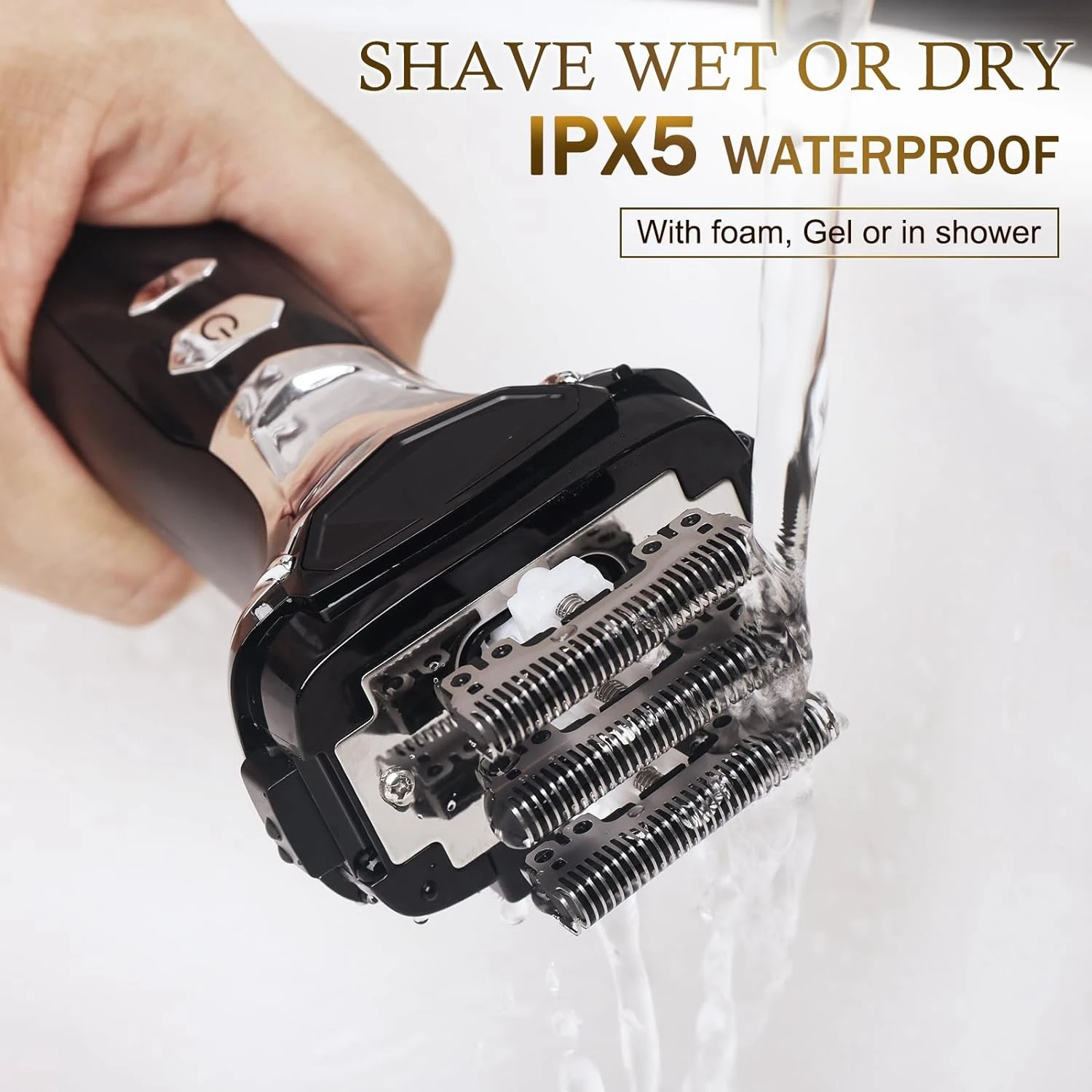 Ipx7 Waterproof Face Electric Shaver Km-3215 5 Cutter Heads Net Floating Trimmer Hair Razor Shaver