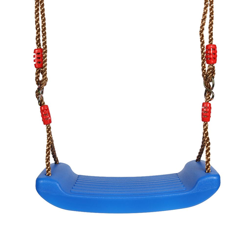 Rope With Rectangle Plastic Seat Swing Kids Hanging Seat With Height Adjustable Ropes Outdoor Play Parent-Children Interaction: Blue