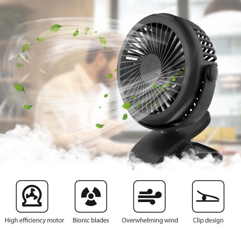 Draagbare 360 Graden Rotatie Clip Fan Battery Operated Clip Op Desk Usb Elektrische Oplaadbare Fan Voor Kinderwagen Bureau