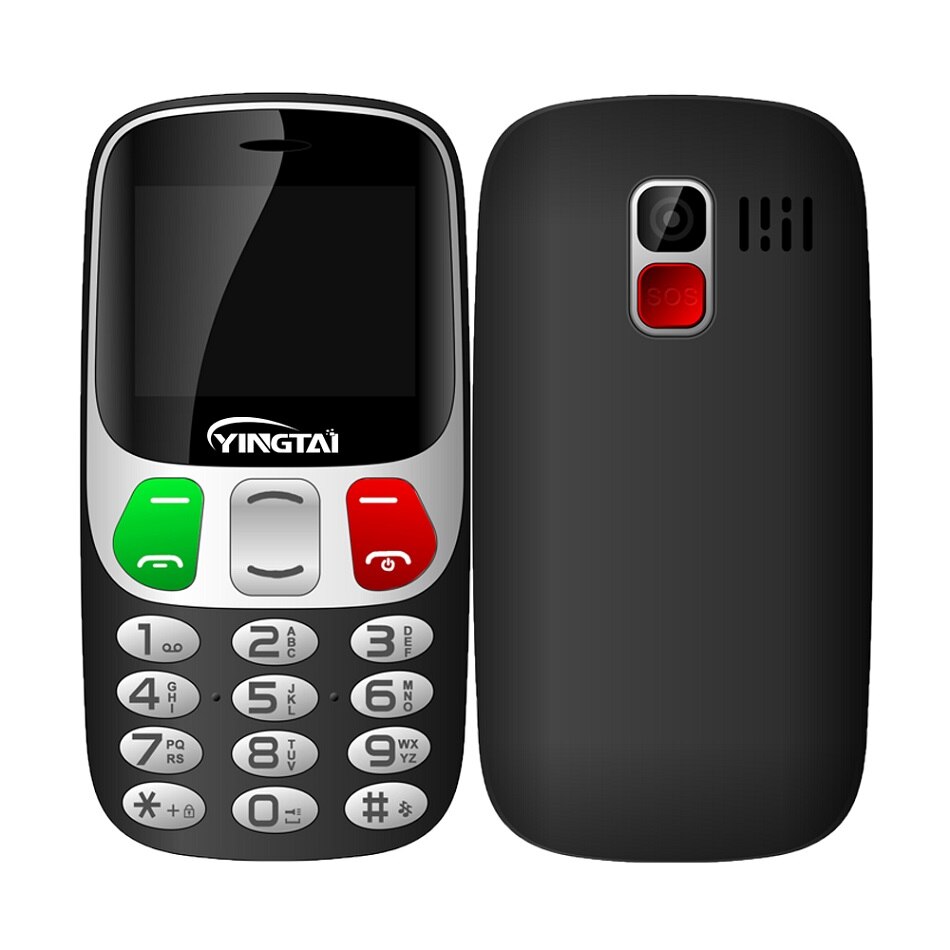YINGTAI 47 Grande Schermo Pulsante Grande Tastiera Virtuale sbarra Telefoni Cellulari di contralto Livello Mobie Telefono 1000mAh 2.4 pollici per anziani FM: add 16G TF card / nero
