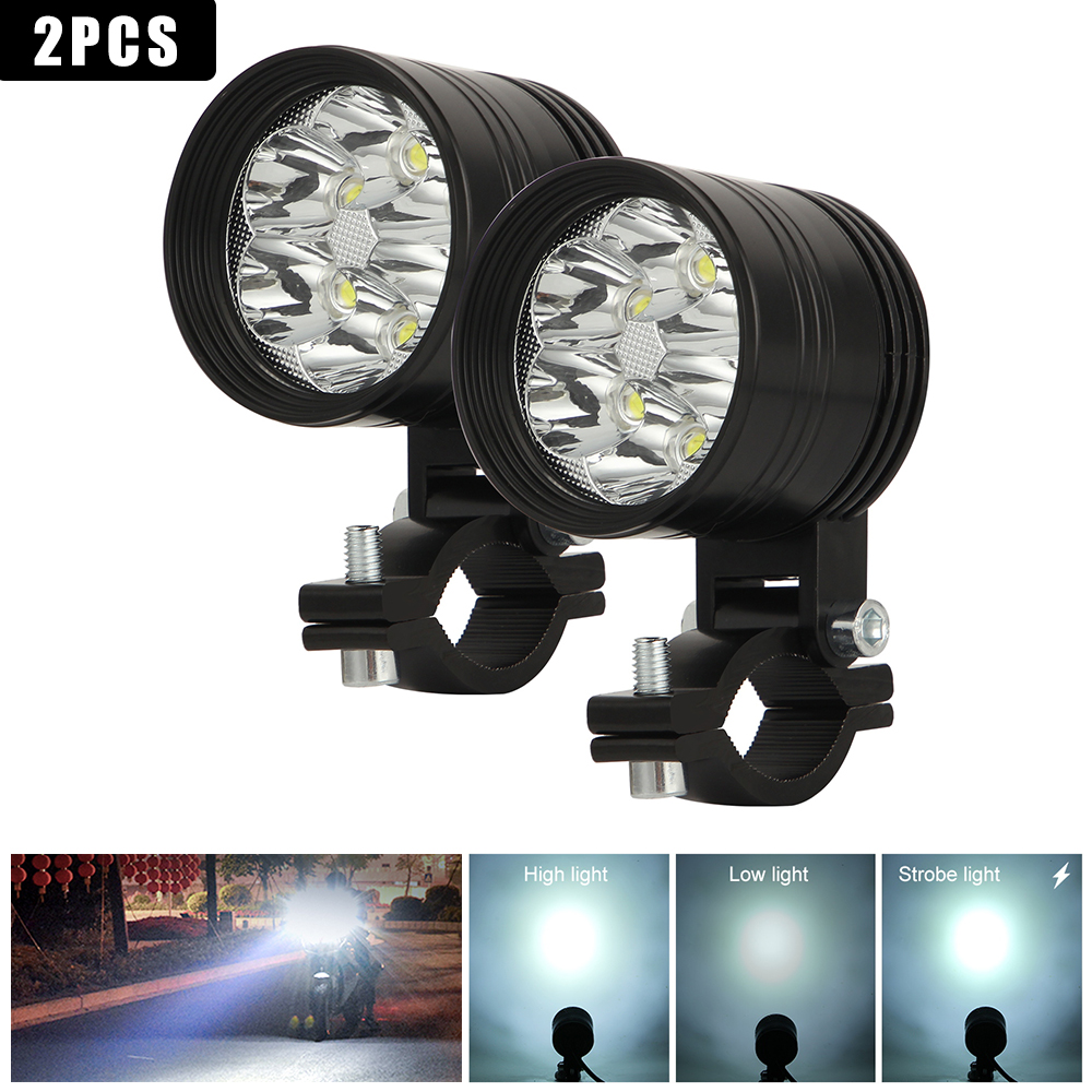 Motorcycle Led Light Headlight 6500k White Super Bright 6-Leds Working Spot Light Motorbike Fog Lamp 60W LED Scooters Spotlight: 2pcs Led Light