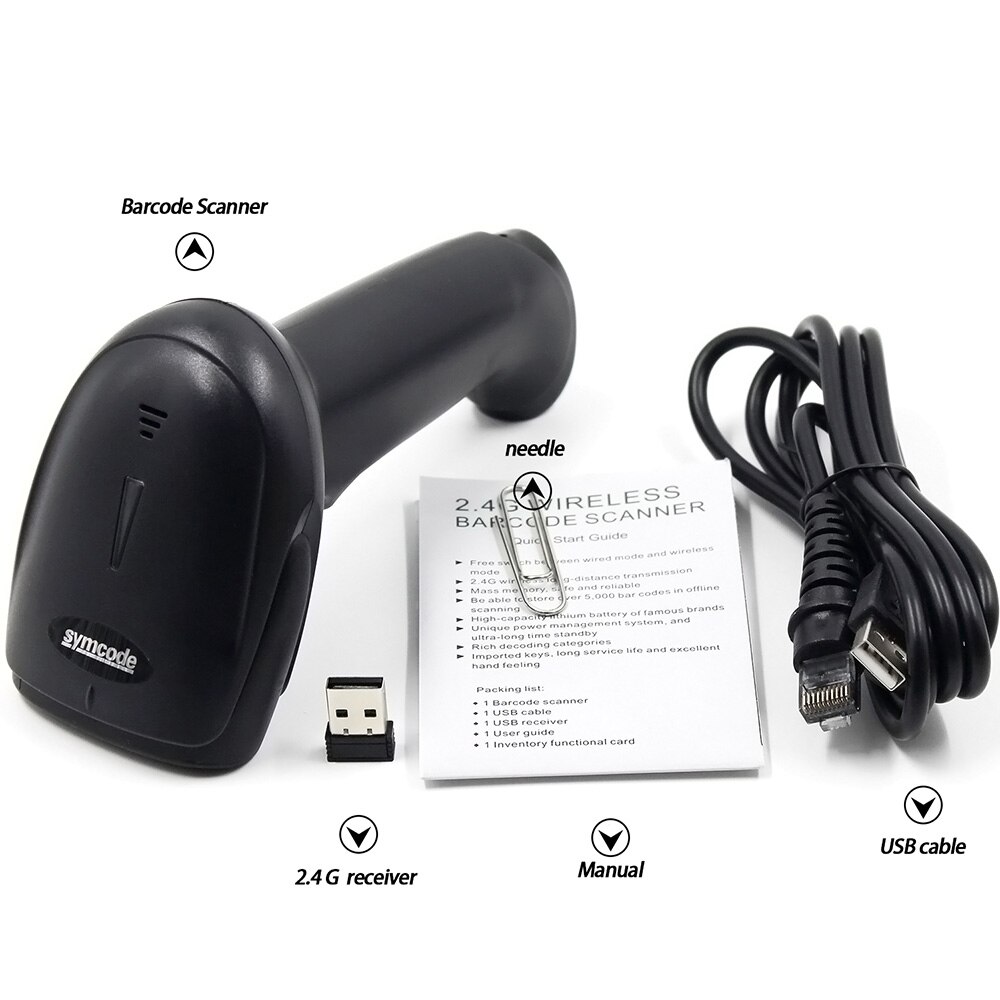 1D CCD Handheld 2.4G Wireless USB Barcode Scanner,Transfer Diatance 100 Meters,16MB Inventory Memory,Bar code Reader Wireless