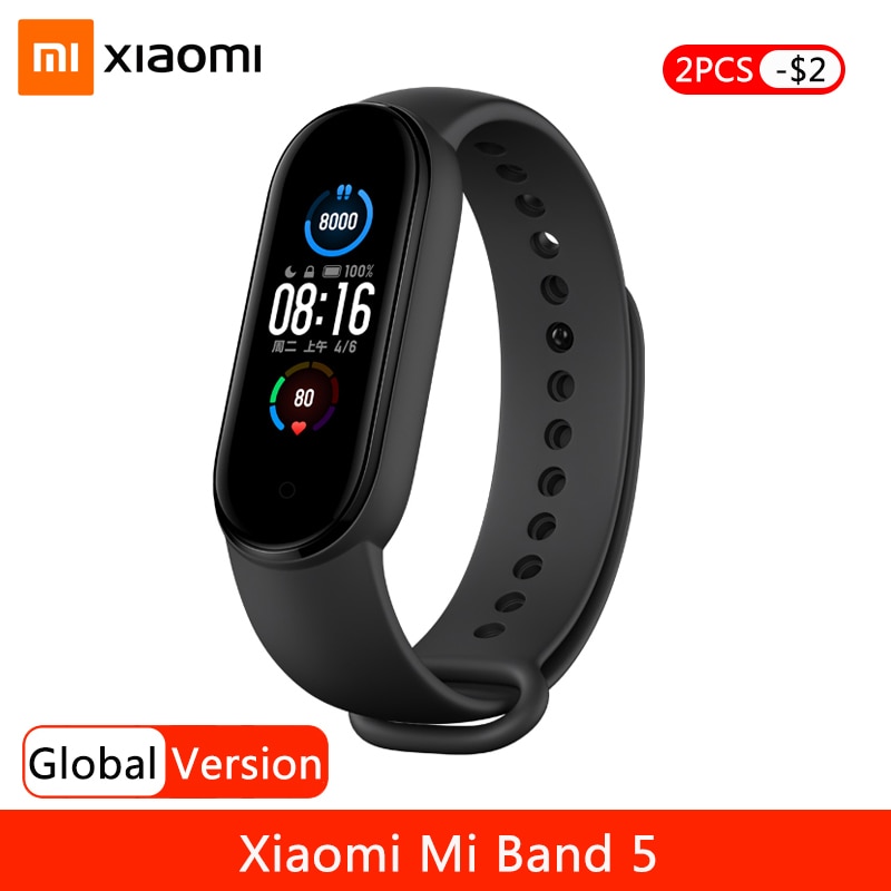 Xiaomi Mi Band 5 Smart Armband 4 Kleur Amoled Screen Miband 5 Hartslagmeter Fitness Smartwatch Bluetooth 5ATM Waterdicht