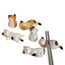 3 stk japansk stil keramiske spisepinner holder stativ søt katt spisepinne stativ pute pleie hvile kjøkken kunst håndverk servise