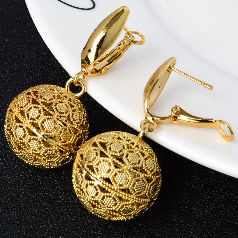 Sunny Sieraden Sets Hollow Bal Goud Geplant Oorbellen Hanger Ketting Voor Vrouwen Voor Wedding Party Classic Trendy