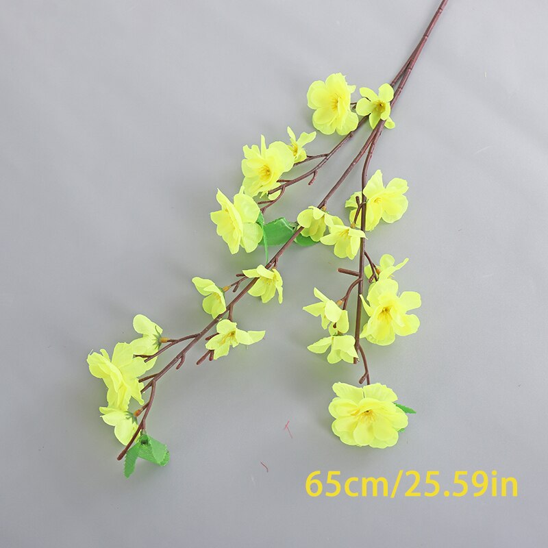 Artificial Flowers Peach Blossom Non-woven Fabrics Flower Branch Bedroom Dining Table Shopping Mall Office Bar Decoration: 65cm yellow 1 Pcs