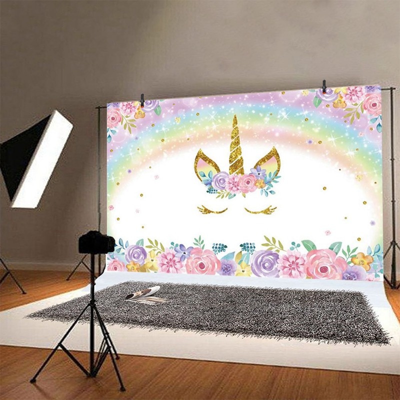 90*150cm Unicorn Birthday Party Decorations Kids Unicorn Party Backdrop Rainbow Photography Background Baby Shower Decoration