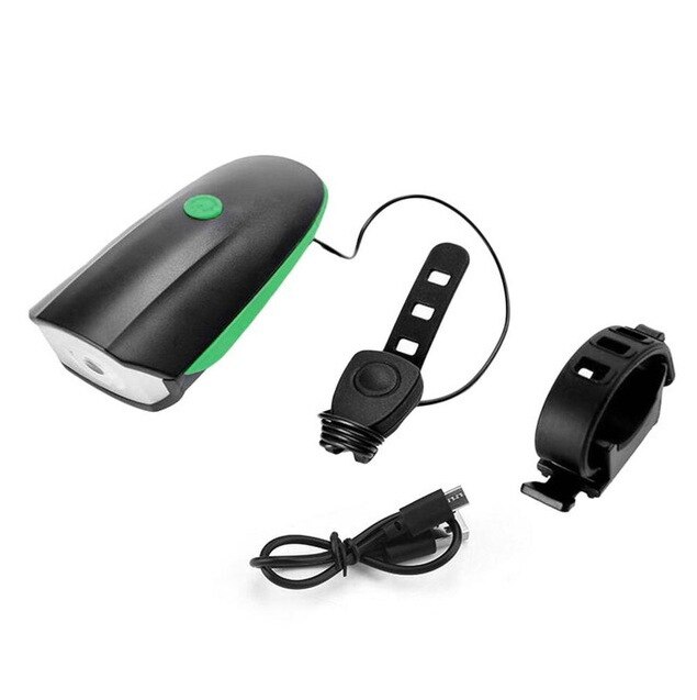 Luz de bicicleta con bocina de carga, faro electrónico para bicicleta de montaña, campana para conducción al aire libre, accesorios para Faro de bicicleta: USB Green