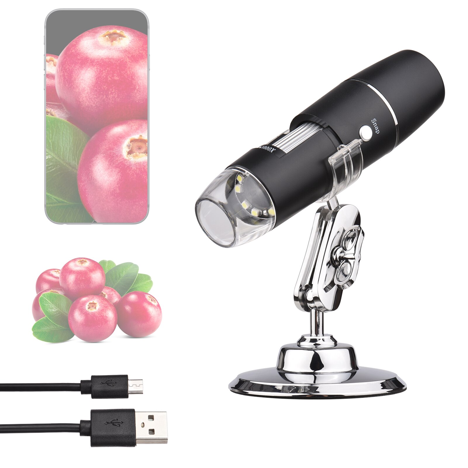 Mini Electronic Microscope 1000X WiFi Portable Handheld Digital Magnifier for Smartphone Tablet Laptop Observation Testing