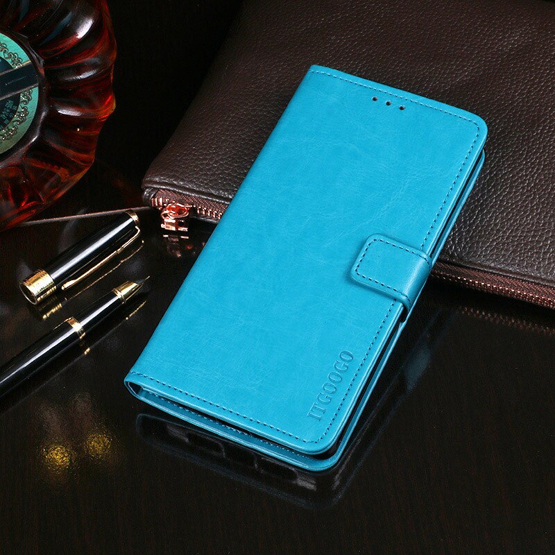 Case Op Bq Mobiele BQ-5535L Strike Power Plus Boek Leather Cover Shockproof Magnetische Flip Case Voor BQ-5535L Strike Power Plus: Sky Blue