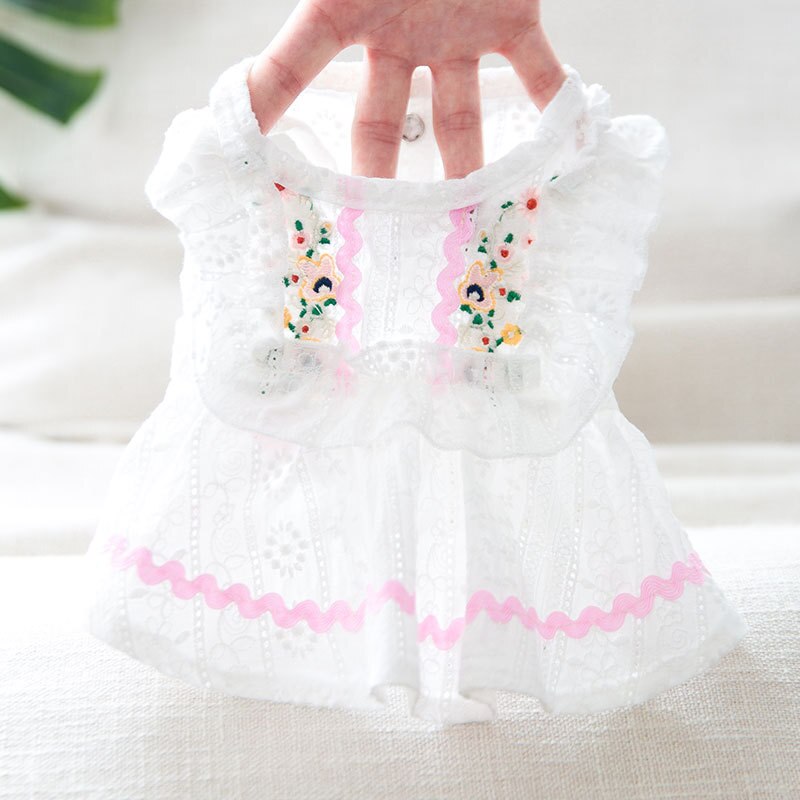 Pet Clothing Cartoon Clothes for Dog Solid Dresses Small Costume Flower Daisy Print Dogs Cute Spring Summer Thin Collar Perro