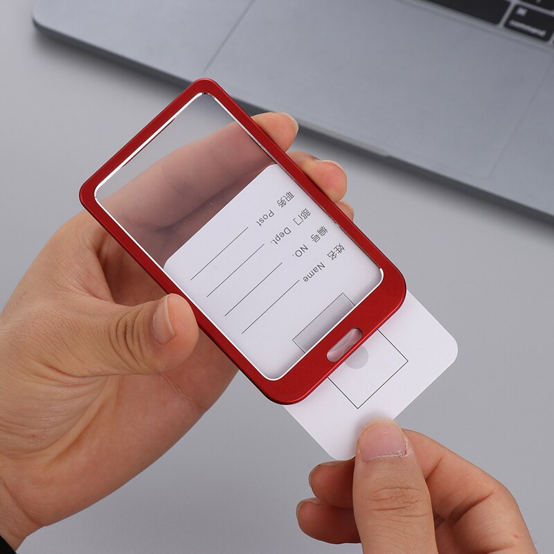 1Pc Aluminium Werk Naam Kaarthouders Visitekaartje Werk Card Id Badge Lanyard Houder Verticale Metalen Id Business case