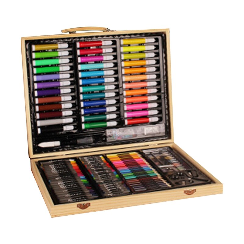 Children's Brush Set Wooden Box Kindergarten Painting Tools Art Supplies 103E: 150