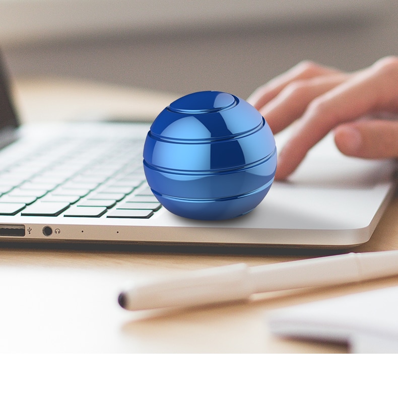 4.5cm Home Office Desk Fidget Toy Desktop Ball Transfer Gyro Aluminum Alloy Visual Illusion Spinner Metal Ball Decompression Toy