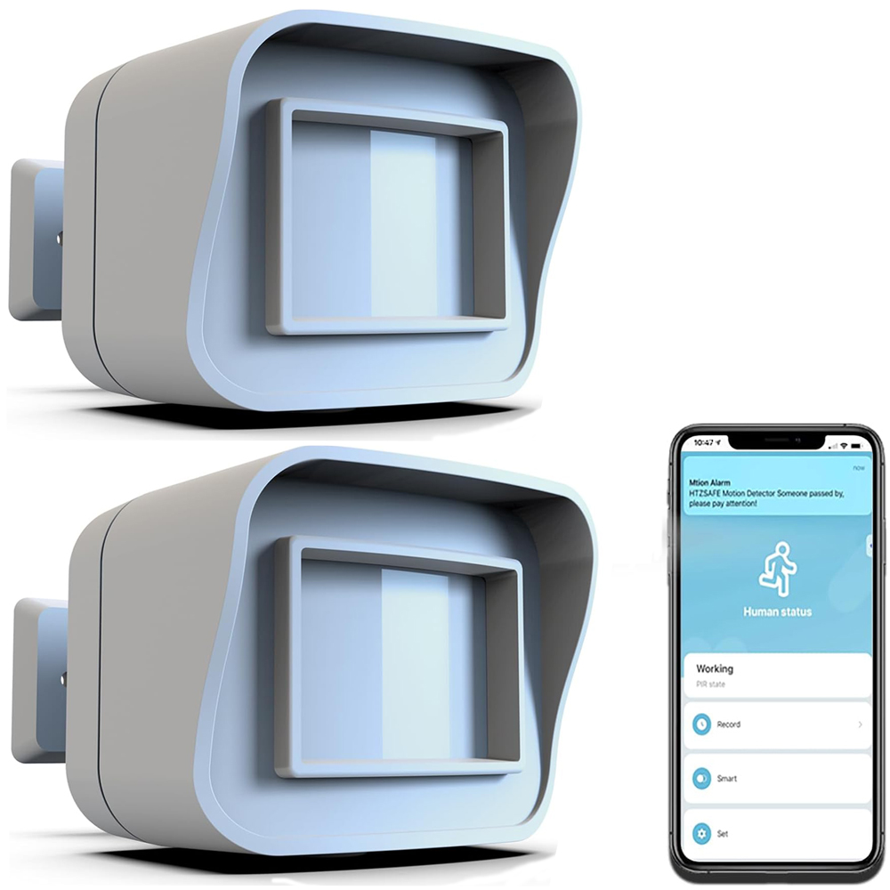 HTZSAFE Smart Motion Sensor-WiFi Motion Detector-Smart Outdoor Home Security-Weather Resistant-Remote APP Notifications: Blue