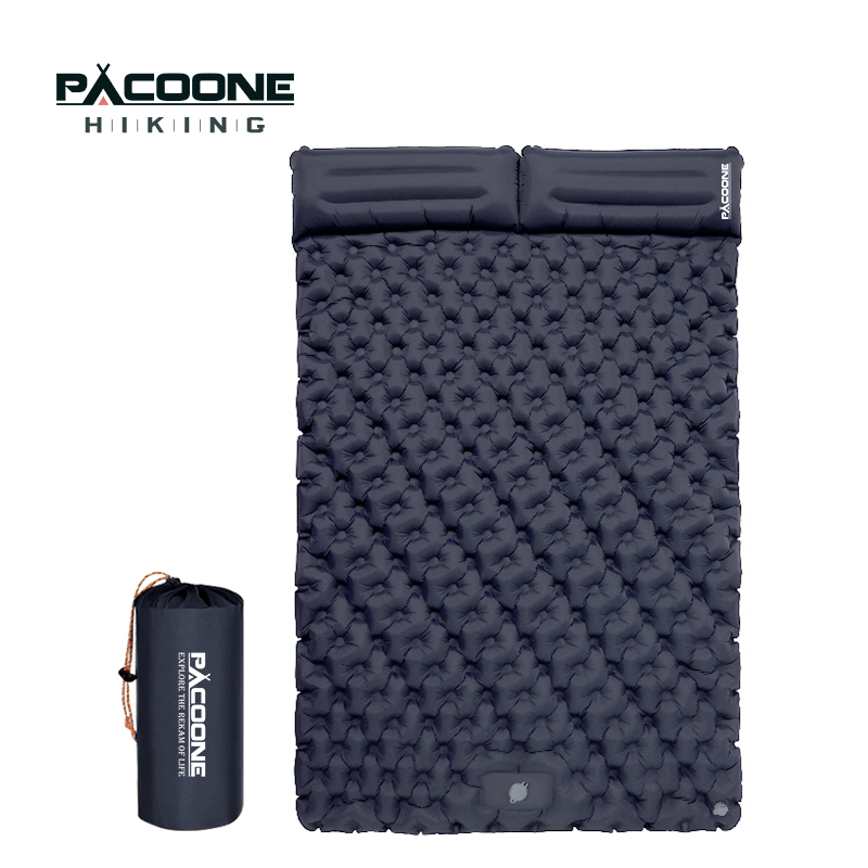 PACOONE Outdoor Camping Dubbele opblaasbare matras Extra breed slaapmatje Ultralicht opklapbed Slaapmat Autoreismat